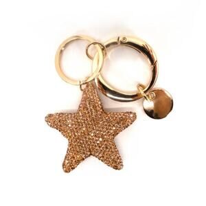 Rose Gold Rhinestone Star Key Ring Bag Charm